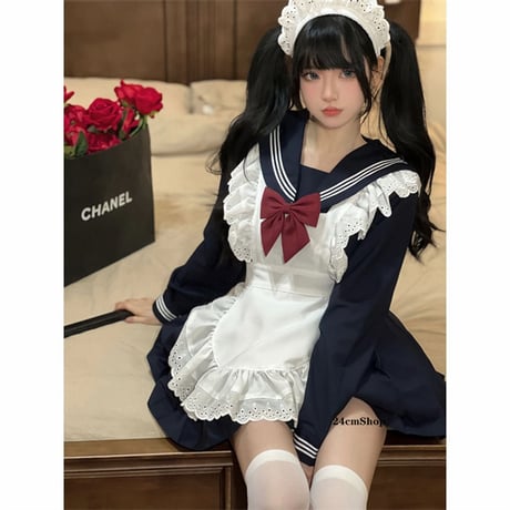 セーラー襟メイド服 opf096