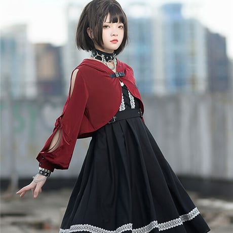24cmShop 狼の耳肩出しシャツとジャンパースカート1256