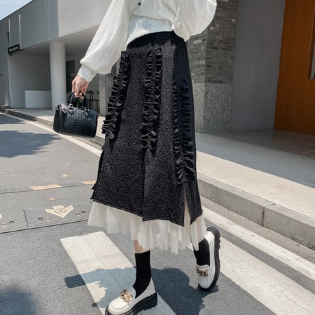 24cmShop アシメプリーツフレアスカート cq002