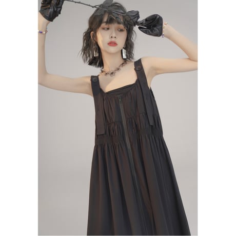 24cmShop 高級感  気質  ブラック  キャミソールワンピース ops040