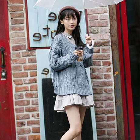 可愛い服スカートのセーターセット 118