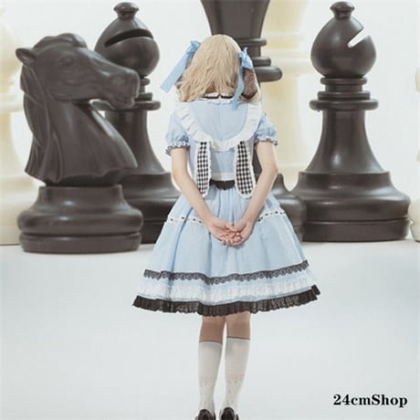 チェックバニースイートガールドレス＋エプロン opf016