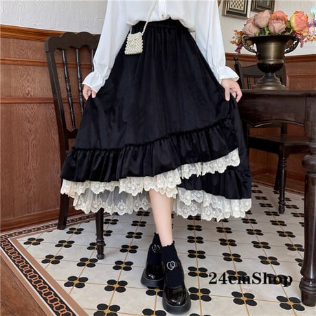 24cmShop 可愛いレース長いスカート 1285