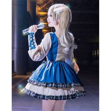 アシンメトリーチェック柄アイドルワンピース opf111