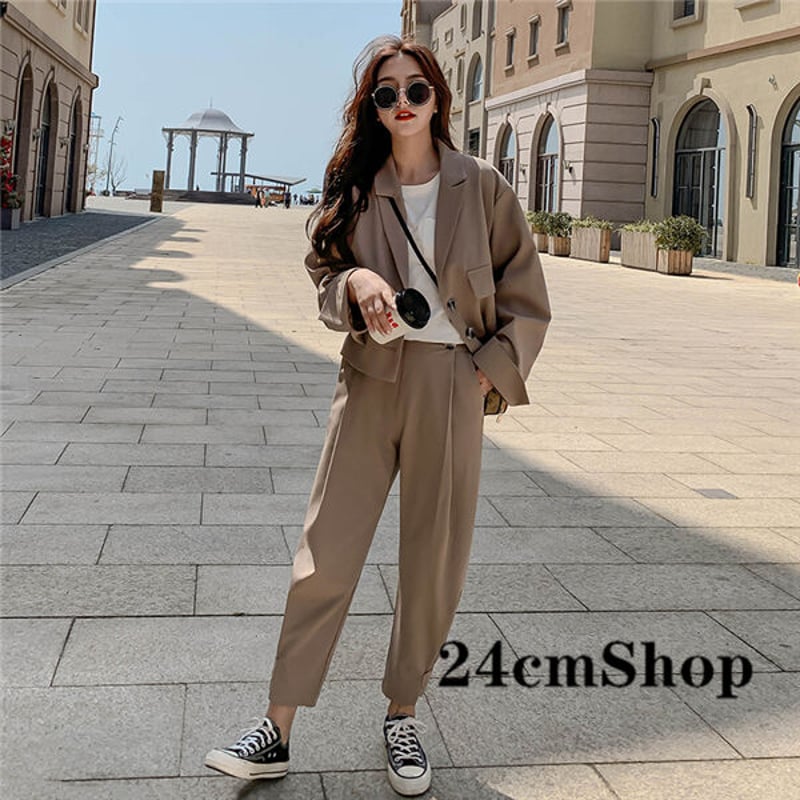 韓国ファッションショート丈セットアップ ジャケット パンツ1266 韓国ファッションショート丈セットアップ ジャケット パンツ1266