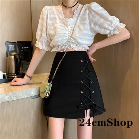 24cmshop  アシンメトリーリボンスカート  1131