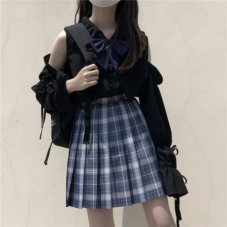 24cmShop 制服風肩だしパフスリーブ春トップス3点セット 393