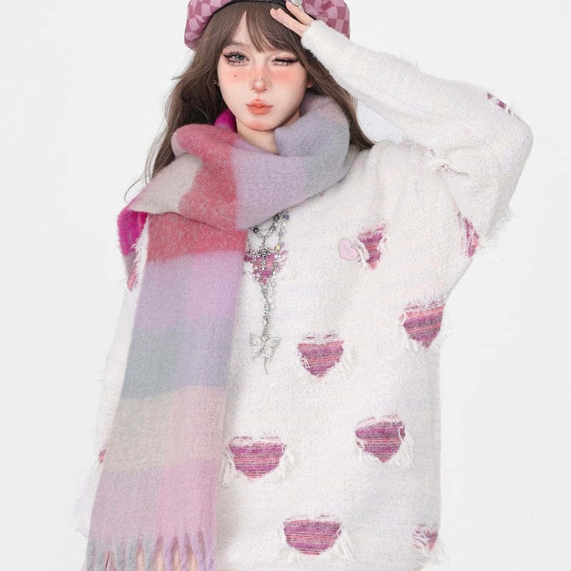 ダメージドットハートニット (1)tx032 | 可愛い服量産型服通販24cm