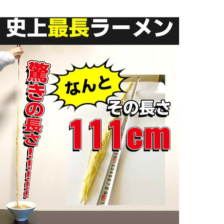 史上最長ラーメン 極細生ラーメン 醤油 111cm 3玉セット ツルツル麺  茹で時間40秒 送料無  料