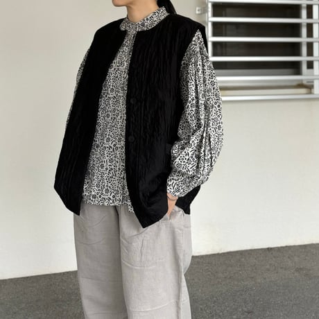 QUILTED HAND WOVEN COTTON SILK PLAIN C-NECK VEST NMDS24532/ maison de soil メゾンドソイル