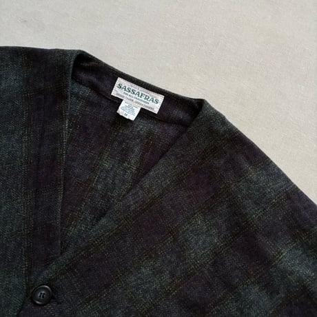 Digs Crew Cardie Jacket (Cotton Tweedy Check) SF-252266 / SASSAFRAS ササフラス