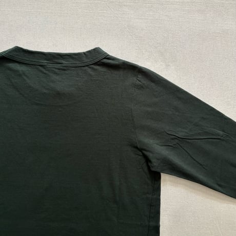 30/1天竺七分袖Tシャツ (サックス・ダークグリーン) 252-6450 / homspun ホームスパン