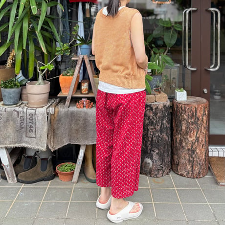 80s VOILE SMALL GENTIANA BLOCK PRINT EASY PANTS NMDS26255 / maison de soil メゾンドソイル