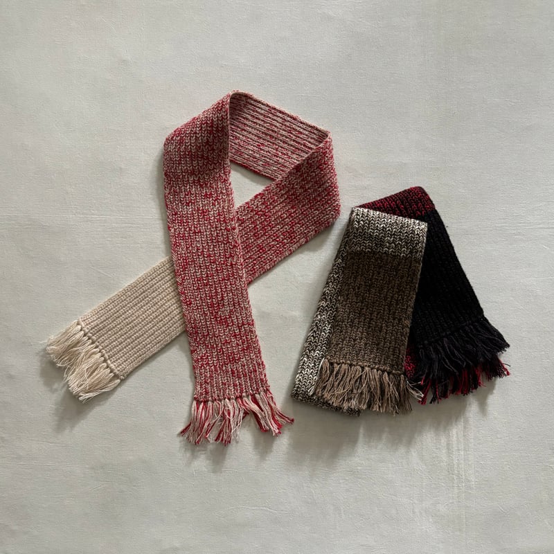 メリノウール×綿スラブ 片畦編みミニマフラー 242-7918 / homspun