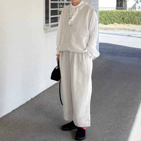 セレモニーリネンポリエステル混 2タックイージーパンツ 2026spring11 / ARTE POVERA アルテポーヴェラ