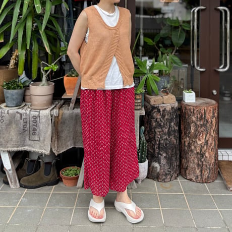 80s VOILE SMALL GENTIANA BLOCK PRINT EASY PANTS NMDS26255 / maison de soil メゾンドソイル