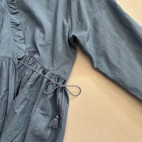 HANDWOVEN COTTON STRIPE FRILL CACHE COEUR INMDS26061 / maison de soil メゾンドソイル