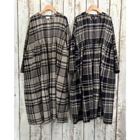 HANDWOVEN HEAVY COTTON CHECK CREW-NECK DRESS WITH MINI PINTUCK INMDS25734 / maison de soil メゾンドソイル