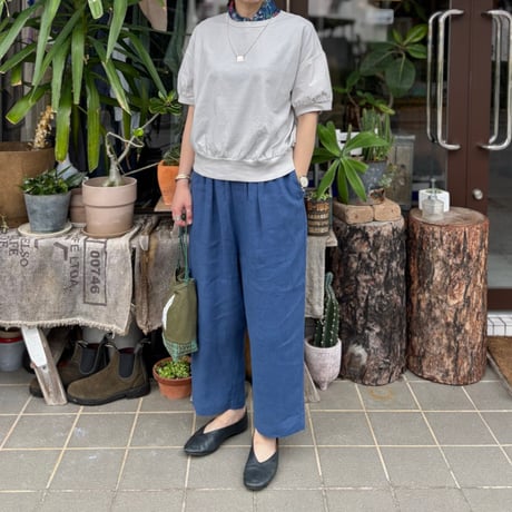40s FRENCH LINEN DYED CANVAS 2TUCK TAPERED EASY PANTS GNMDS2501FL / maison de soil メゾンドソイル