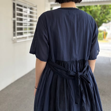 COTTON&LINEN PATCHWORK(OVERDYE) GATHERED WRAP DRESS  NMDS25233D / maison de soil メゾンドソイル