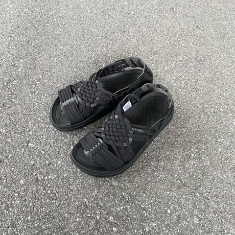CANYON POLYESTER × VEGAN LEATHER (BLACK×BLACK) MS060020 / MALIBU SANDALS マリブサンダルズ