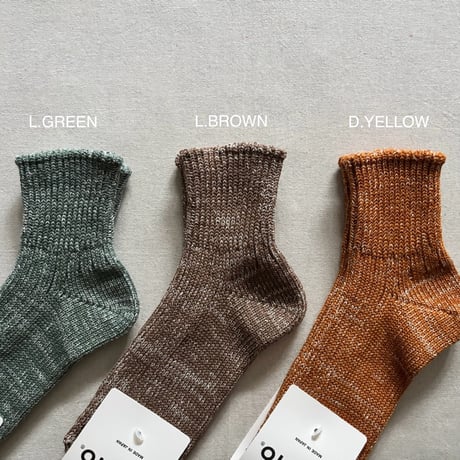 LOW GAUGE RIBBED MARL ANKLE SOCKS R1607 / ROTOTO ロトト