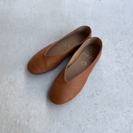 Vカットフラットパンプス CT-01(BR) / chausser  Turnshoe
