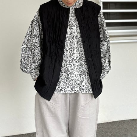 QUILTED HAND WOVEN COTTON SILK PLAIN C-NECK VEST NMDS24532/ maison de soil メゾンドソイル