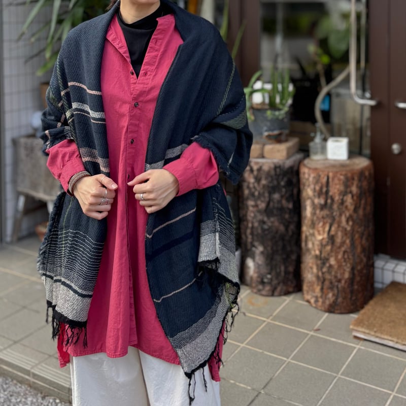 roots shawl MIDDLE WM GY-PK-1674 / tamaki niim