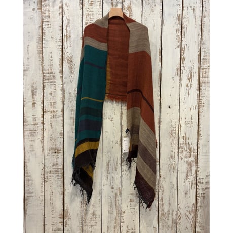 roots shawl MIDDLE WM OR-GN-1277 / tamaki niime タマキニイメ