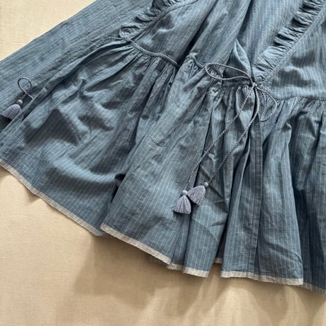 HANDWOVEN COTTON STRIPE FRILL CACHE COEUR INMDS26061 / maison de soil メゾンドソイル