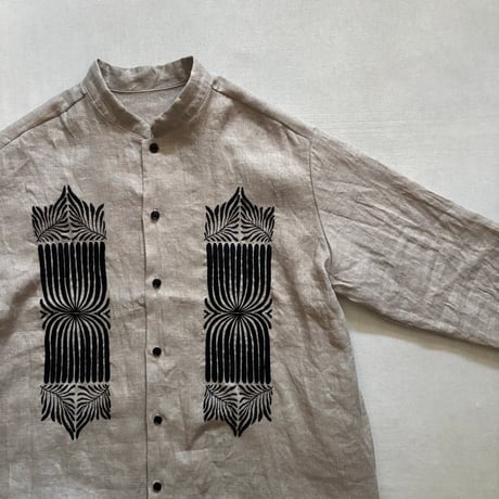 CHINA COLLAR SHIRTS FRENCH LINEN PORTE EMB BS408 / Bohemians ボヘミアンズ