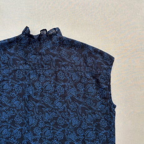 FLOWER HAND SCREEN PRINT FRENCH/SL FRILL COLLAR SHIRTS INMDS26092 / maison de soil メゾンドソイル