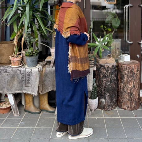 roots shawl MIDDLE WM OR-GN-1277 / tamaki niime タマキニイメ