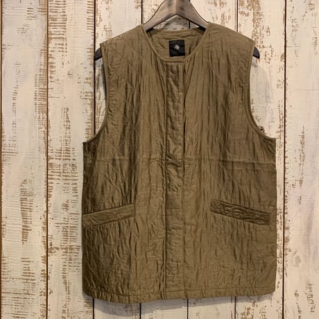 QUILTED HAND WOVEN COTTON SILK PLAIN C-NECK VEST NMDS24532/ maison de soil メゾンドソイル