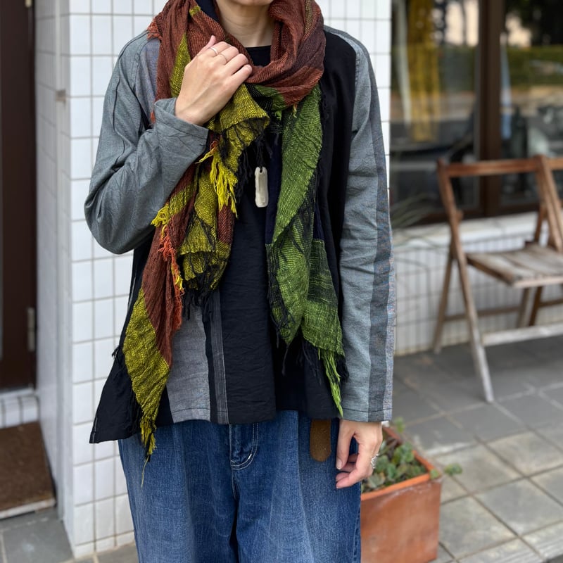 roots shawl BIG CB-OR-BK / tamaki niime タマキニイメ