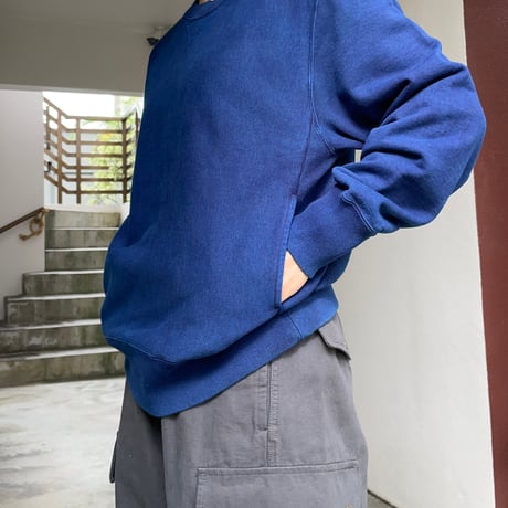 オーガニックウラケ テゾメ クルーネック スウェットシャツ  ユニセックス 1004368 / BLUE BLUE JAPAN ブルーブルージャパン