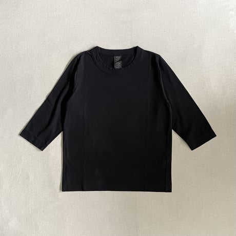 30/1天竺七分袖Tシャツ (サラシ・ブラック) 6450 / homspun ホームスパン