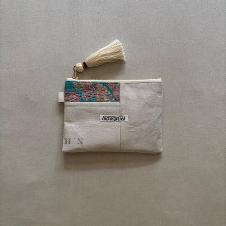 インドキルトラリー&フランスシーツ MIXポーチ S ARTEA-26SP43 / ARTE POVERA アルテポーヴェラ
