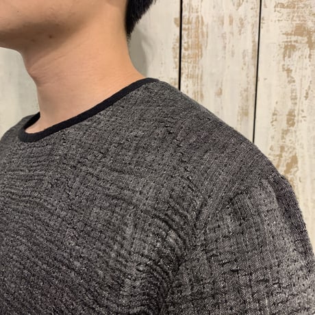 SASHIKO LINEN PREMIUM SHORT SLEEVE SHIRT (BLACK) / Porter Classic