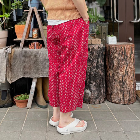 80s VOILE SMALL GENTIANA BLOCK PRINT EASY PANTS NMDS26255 / maison de soil メゾンドソイル