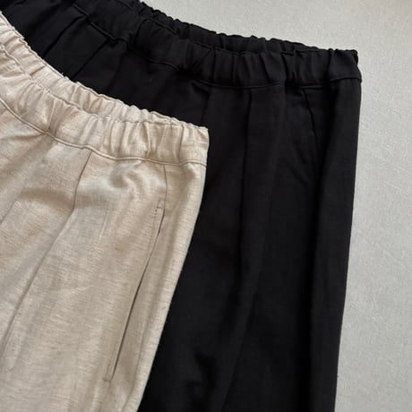 COTTON LINEN BACK SATINE TUCK LOOSE PANTS BP360-01 / Bohemians ボヘミアンズ