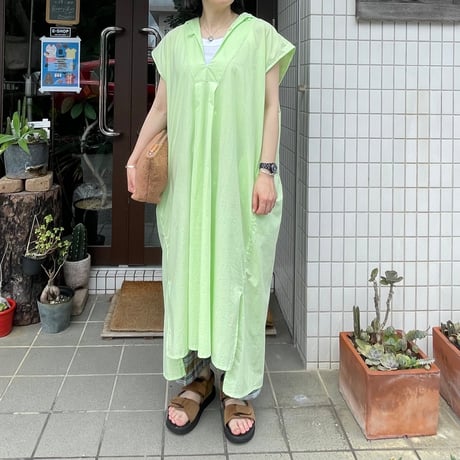 Sleeveless Hooded Shirts Dress YAR-24SS OP45_Cambric / Yarmo ヤーモ