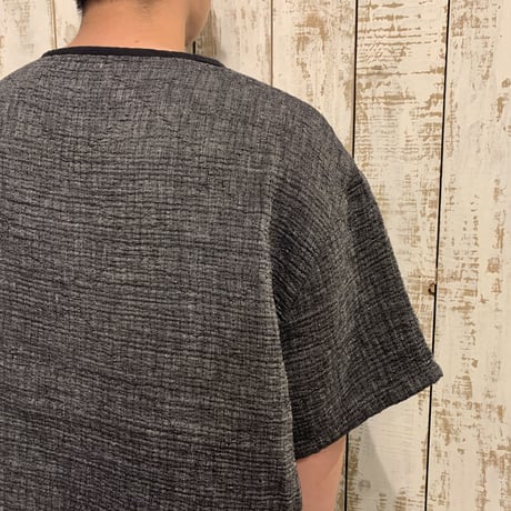 SASHIKO LINEN PREMIUM SHORT SLEEVE SHIRT (BLACK) / Porter Classic