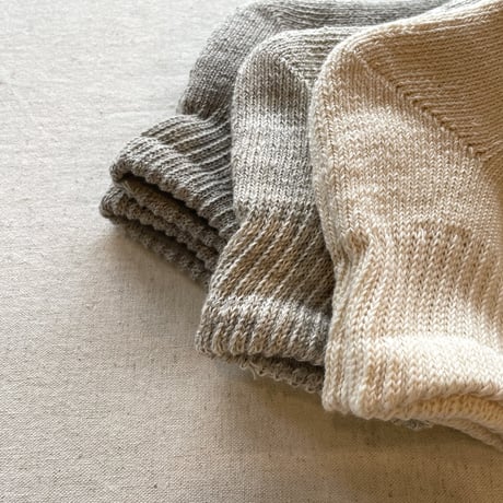 ORGANIC DAILY 3 PACK ANKLE SOCKS (ECRU×GRAY) R1371 / ROTOTO