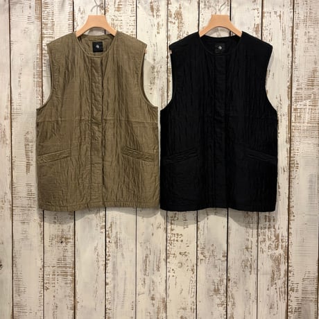 QUILTED HAND WOVEN COTTON SILK PLAIN C-NECK VEST NMDS24532/ maison de soil メゾンドソイル