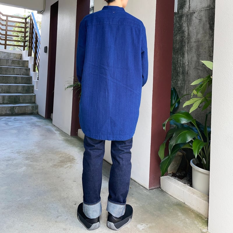 カセゾメサシコ バンドカラー LSシャツ 1009242 / BLUE BLUE カセゾメサシコ バンドカラー LSシャツ 1009242 / BLUE BLUE