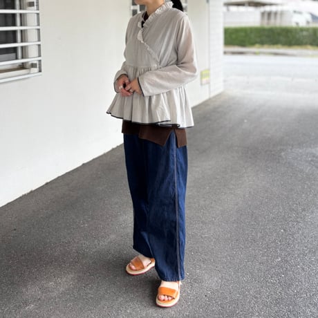 HANDWOVEN COTTON STRIPE FRILL CACHE COEUR INMDS26061 / maison de soil メゾンドソイル