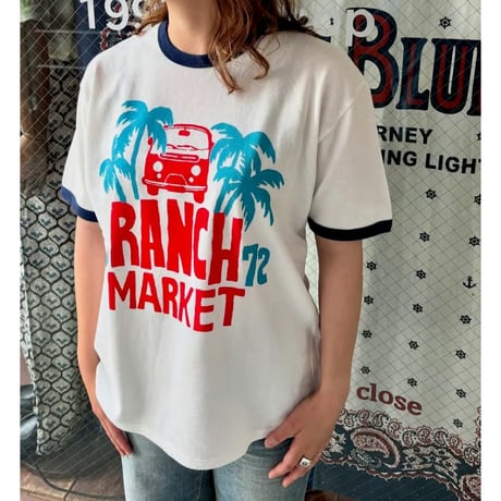 ガーゼウラケ パームツリー プリントリンガーTシャツ 1015843 / HOLLYWOOD RANCH MARKET ハリウッドランチマーケット
