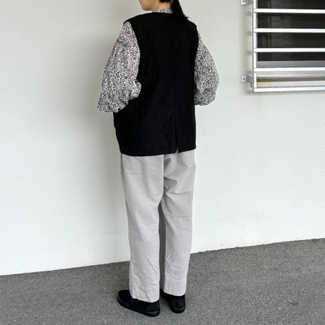 QUILTED HAND WOVEN COTTON SILK PLAIN C-NECK VEST NMDS24532/ maison de soil メゾンドソイル